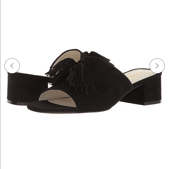 Anne Klein Salome Black Tassel Open-Toe Mules - Picture 4 of 5